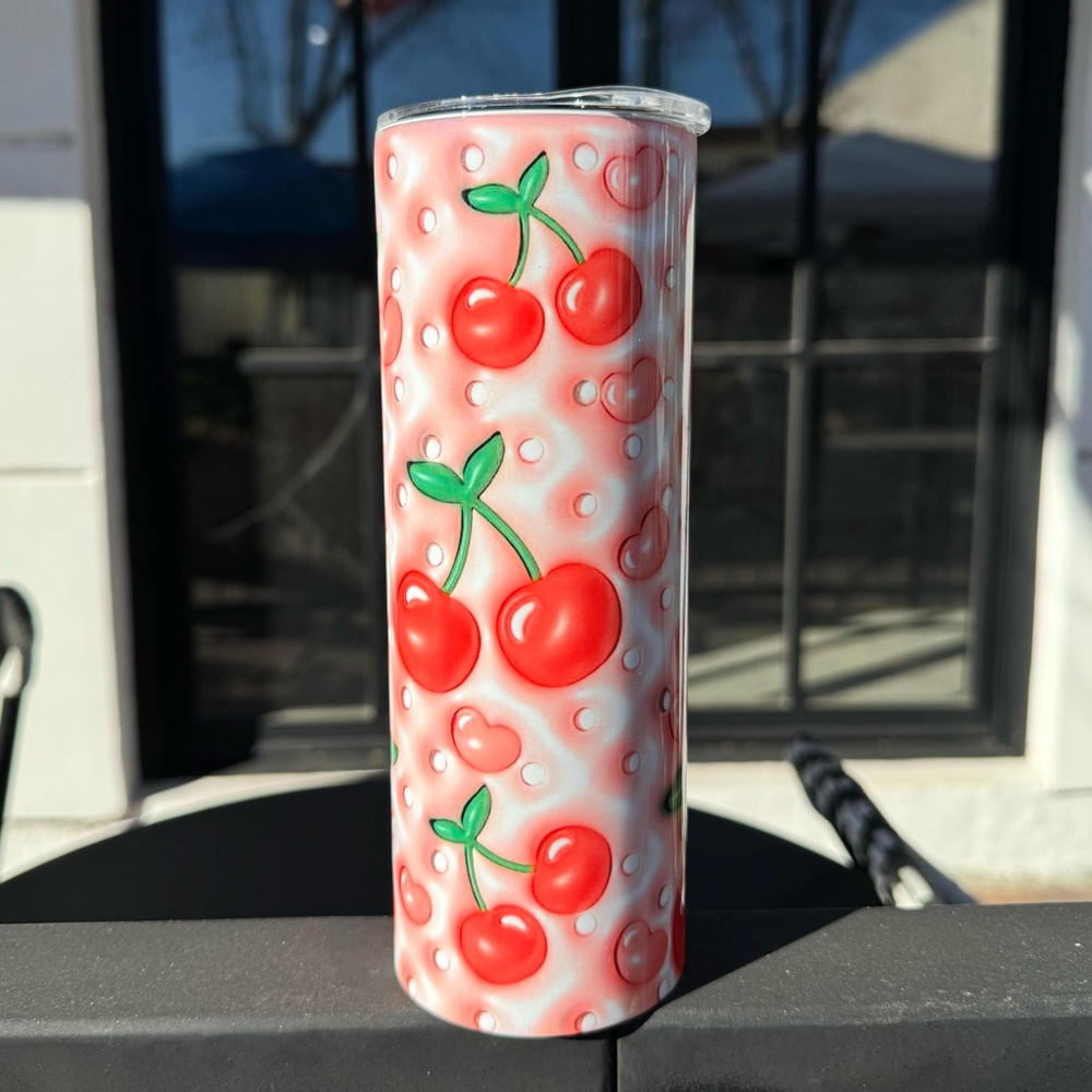 NEW CUSTOM CHERRY 20 OZ STAINLESSS STEEL TUMBLER